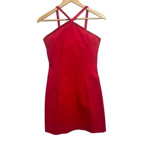Cache Mini Dress Womens Small Red Excellent Vintage 90s Halter Bodycon 3203